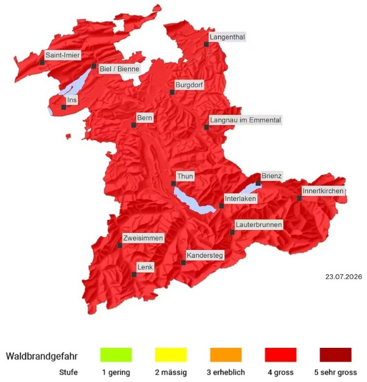 Kanton Bern Waldbrand Karte 2026.07.23