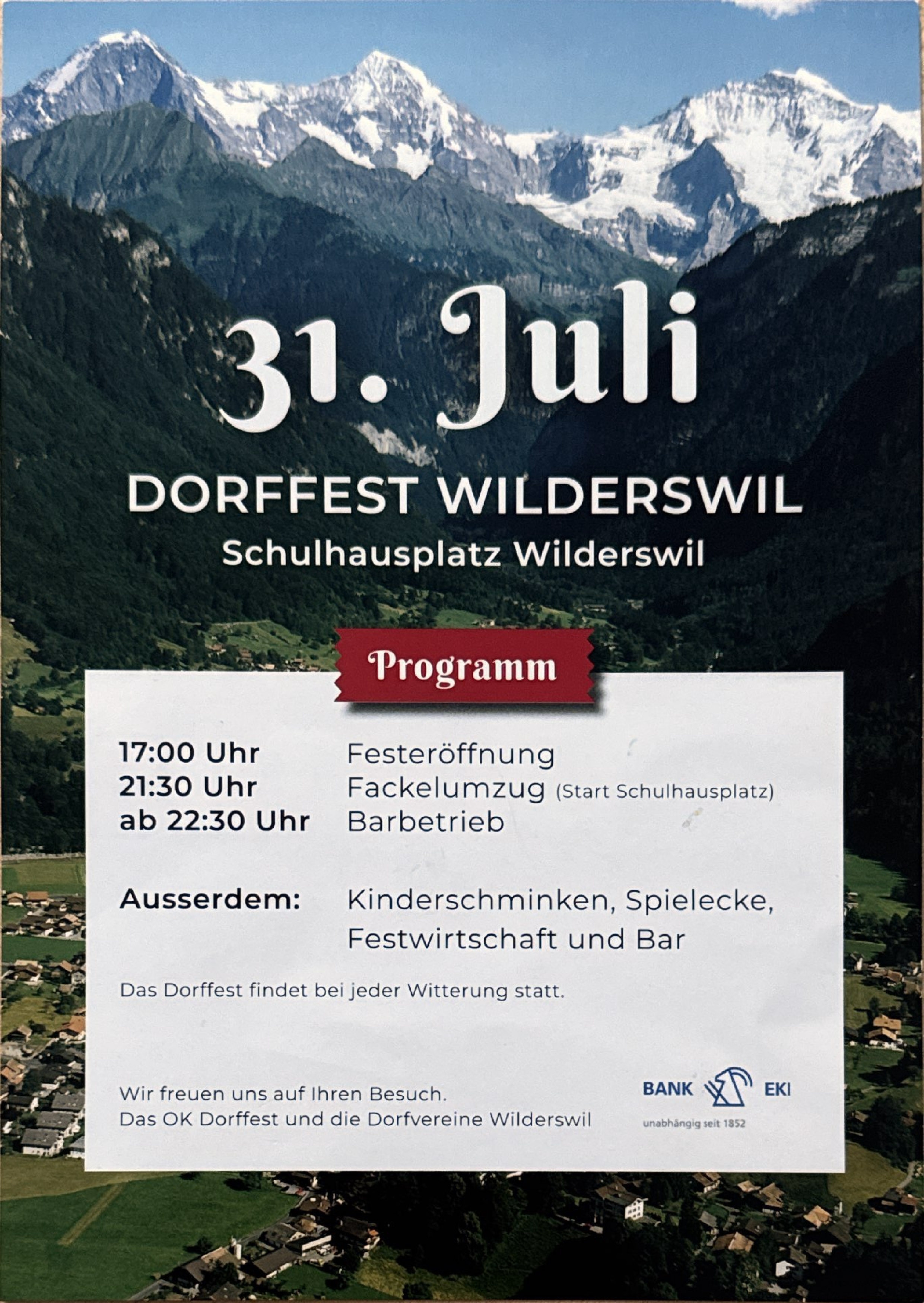 31. Juli 2025 Dorffest Wilderswil